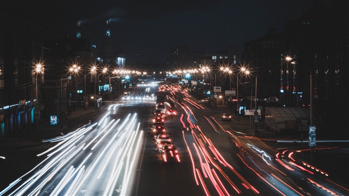 Night city traffic 4K
