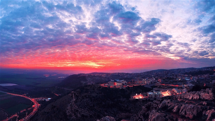 City and sky at sunset