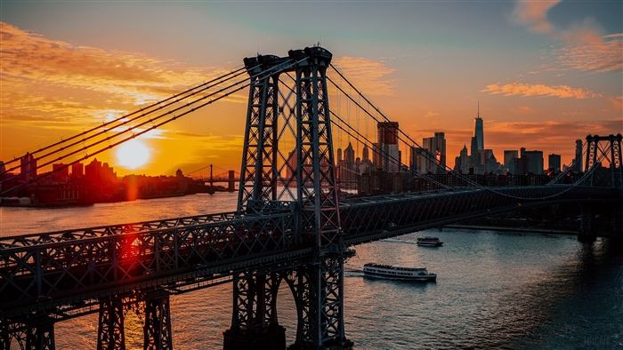 new york, usa, bridge, dawn 4k, HD Wallpaper | Rare Gallery