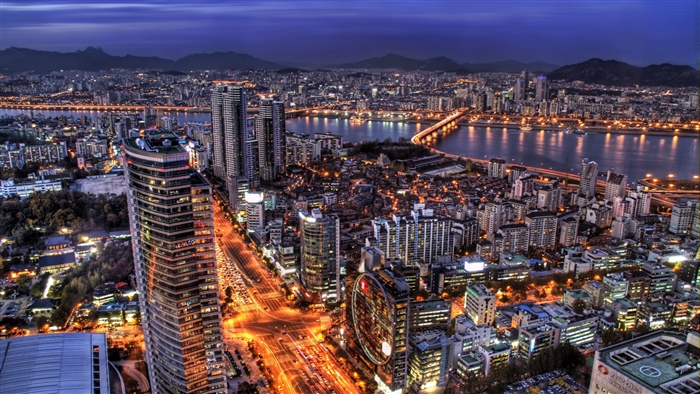 Seoul Evening Cityscape with Skyscrapers and 4K Detail