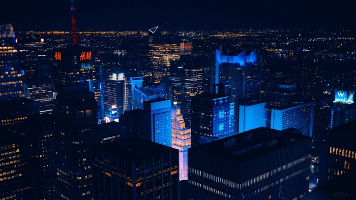 New York City skyscrapers at night 4K