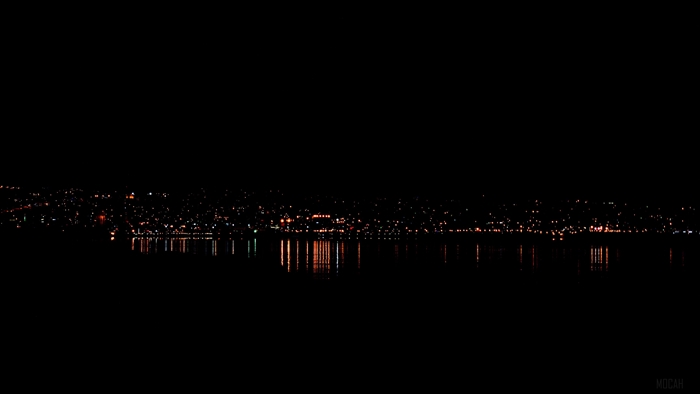 Duluth, Minnesota city lights at night panorama 4K