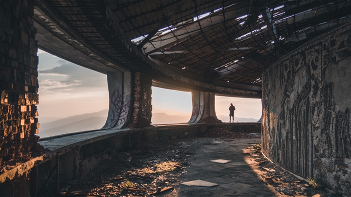 Sunset in Buzludzha Ruins, Bulgaria 4K