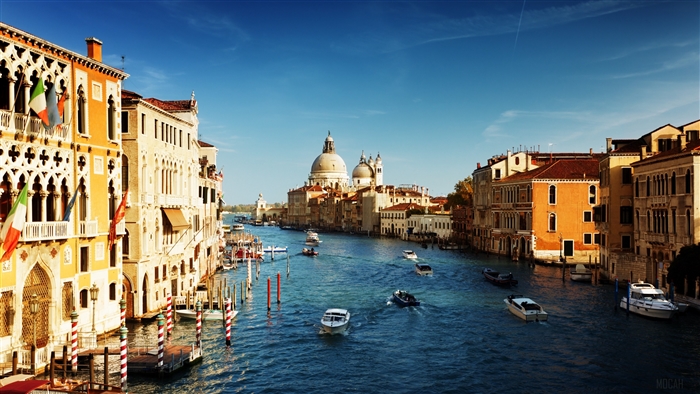 Venice Canal with Buildings and Boats 4K