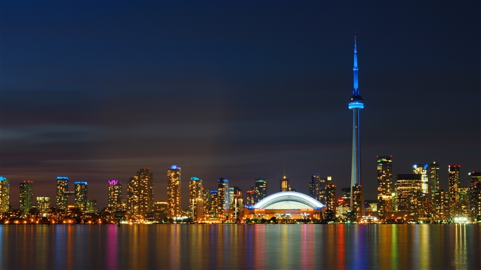 Toronto Night Skyline Panorama 4K