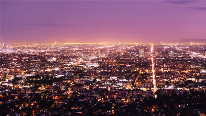 Los Angeles panorama at night 4K