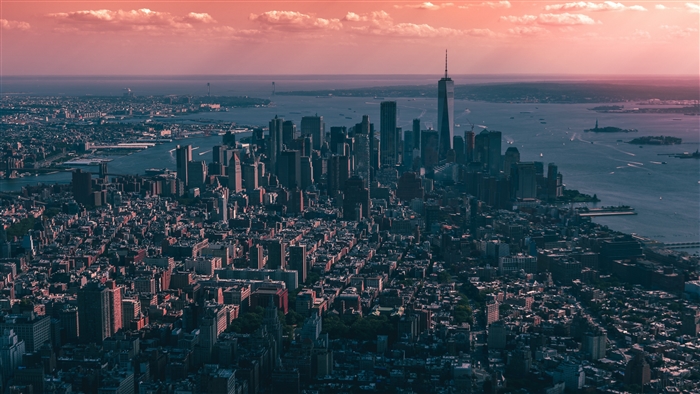 New York City Skyline with One World Trade Center 4K