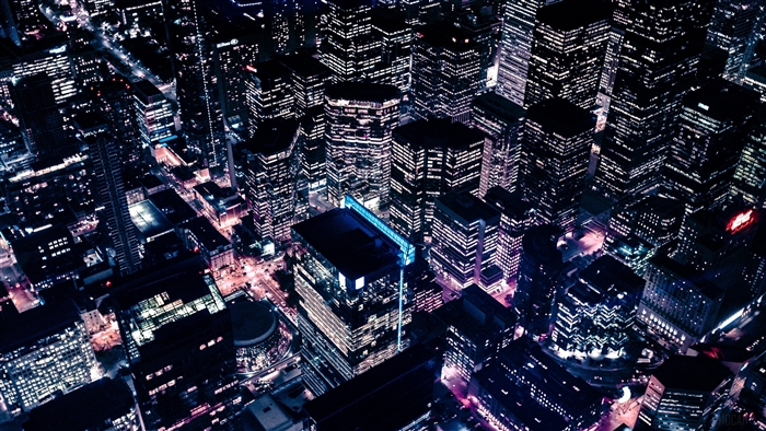 Cityscape at Night from Above 4K