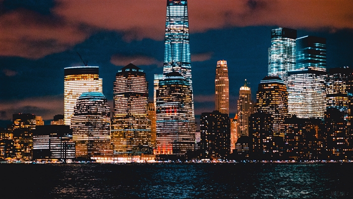 New York City skyscrapers at night 4K