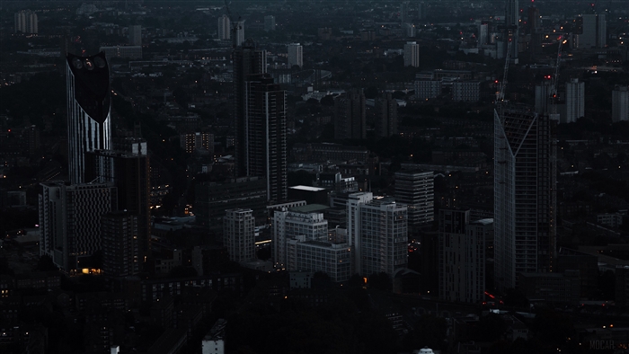 Night cityscape with skyscrapers in London, UK 4K