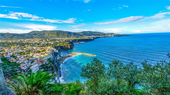 Sorrento coastline with sea and mountains, Italy 4K