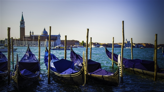 Gondolas in Venice, Italy 4K