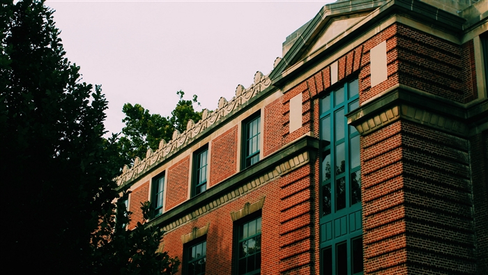 Brick building facade with windows