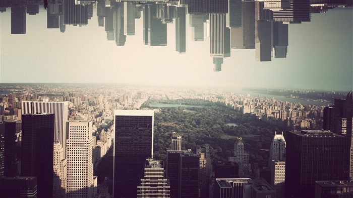 Upside Down Cityscape with Central Park