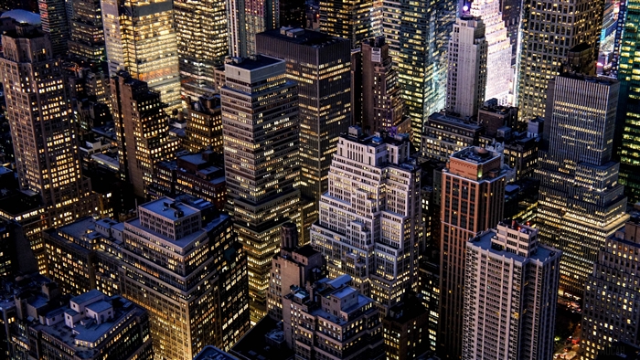 New York City skyscrapers at night 4K