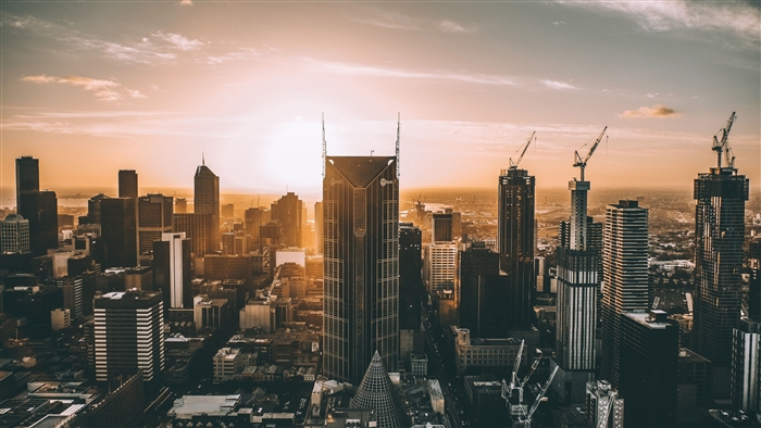 Melbourne Cityscape at Sunset 4K