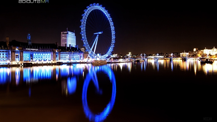 London Eye and River Thames at Night 4K