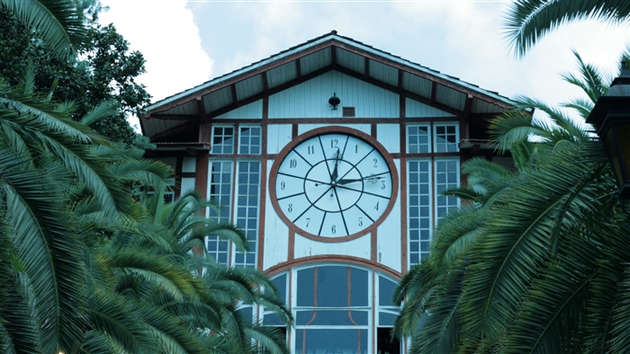 Gagripsh Restaurant with Clock in Gagra, Abkhazia