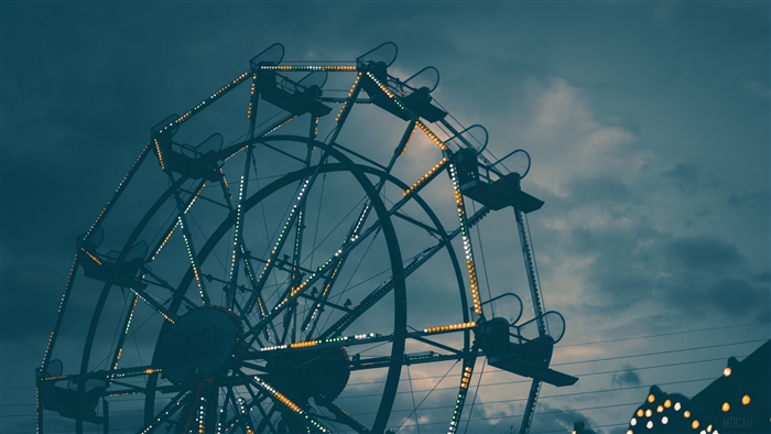 Ferris wheel at night with lights