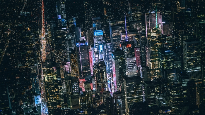 New York City Skyline at Night 4K