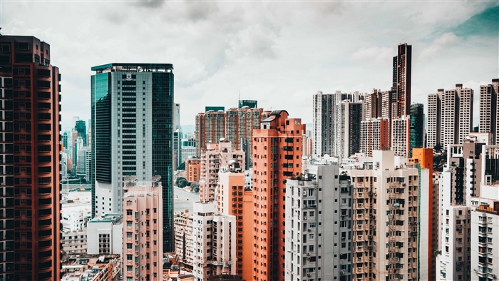 Skyscrapers and buildings in a city skyline