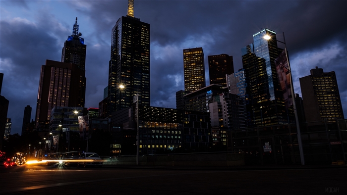 Melbourne skyscrapers at night 4K