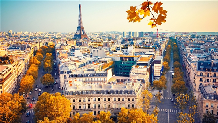 Eiffel Tower and Paris Cityscape in Autumn 4K