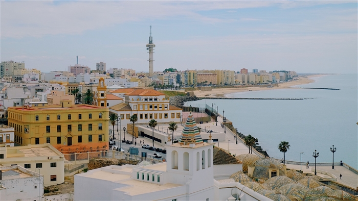 Cityscape with buildings and the sea