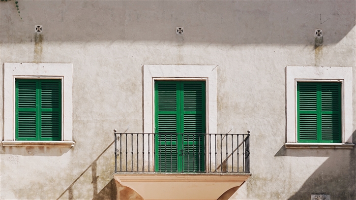 Facade with windows and balcony 4k