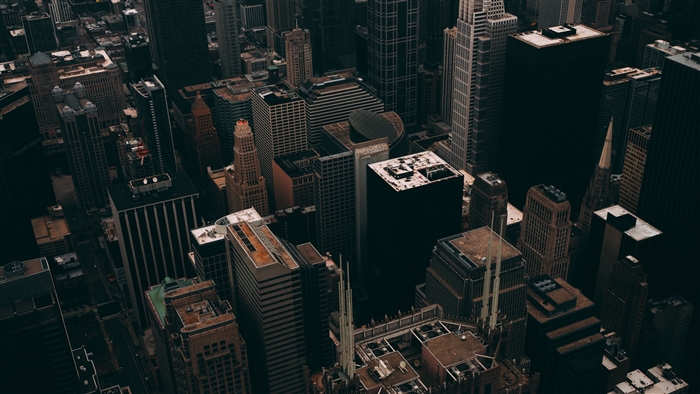 Chicago skyscrapers from a top-down view in 4K