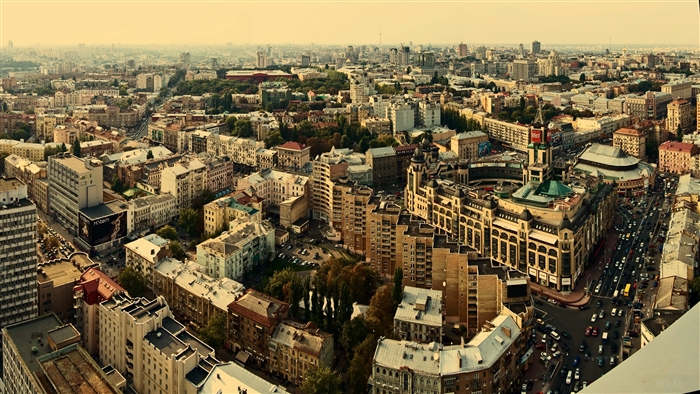 Cityscape with buildings and sky in 4K