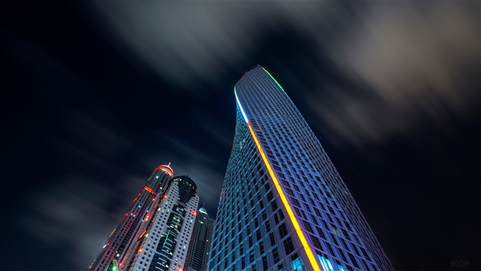Skyscrapers in Dubai at Night 4K
