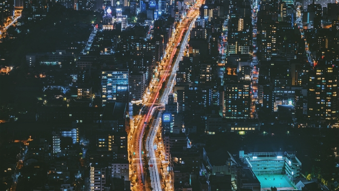 Night view of Osaka city lights from above