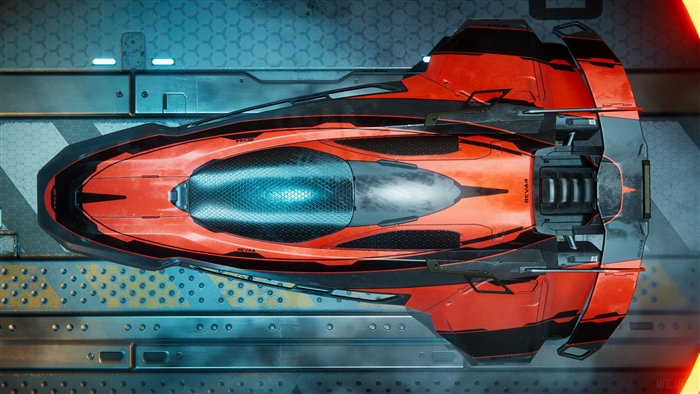 Red and black antigraviator ship 4K