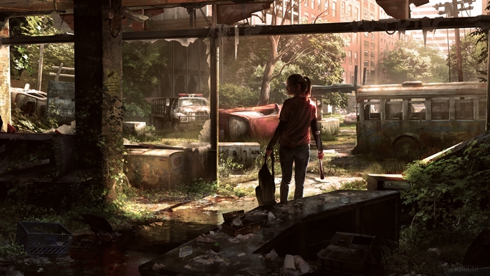 Ellie from The Last of Us in a post-apocalyptic city 4K