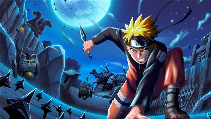 Naruto in Action Under the Moonlight 4K