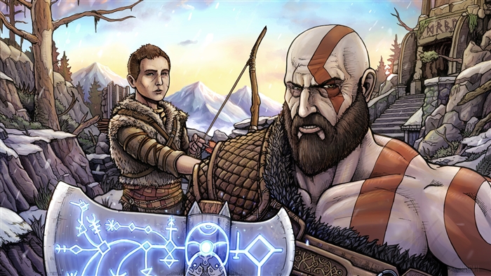 Kratos and Atreus from God of War 4K