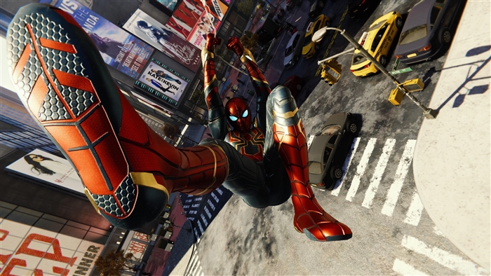Spider-Man in Iron Suit Shooting Web 4K