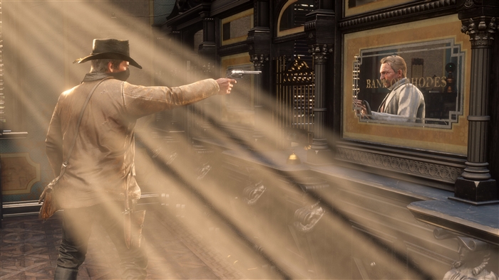 Man with gun in Rhodes Bank, Red Dead Redemption 2 4K
