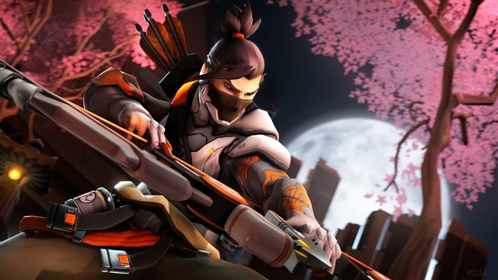 Hanzo from Overwatch aiming his bow