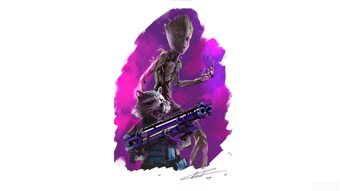 Groot and Rocket from Avengers Infinity War 4K