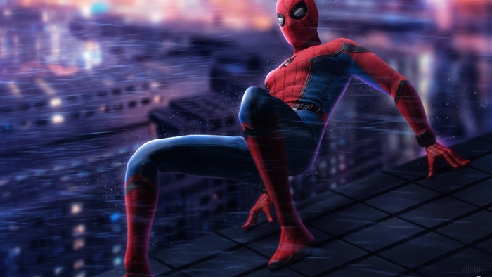 Spiderman on a rooftop in 4K
