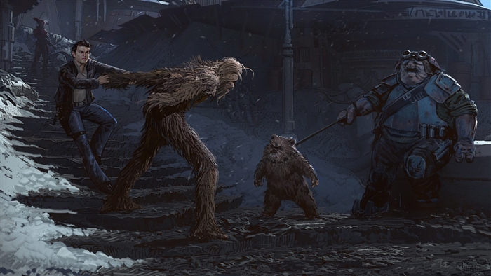 Han Solo and Chewbacca in Solo: A Star Wars Story Artwork 4K