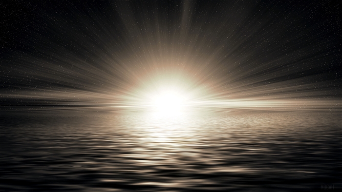 Sunlight over the ocean horizon with ripples 4K