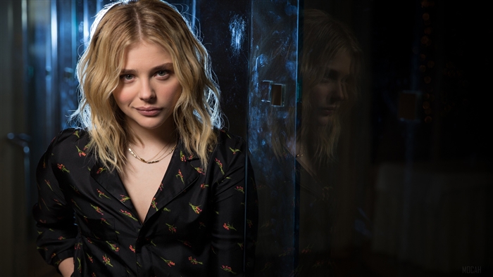 Chloe Moretz in black floral dress 4K