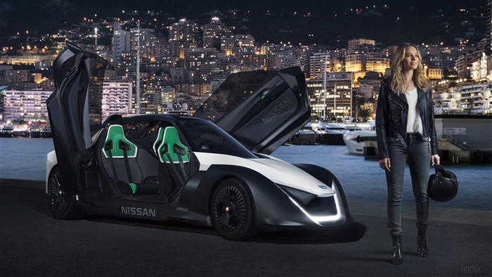 Margot Robbie and Nissan electric car in Monaco 4K