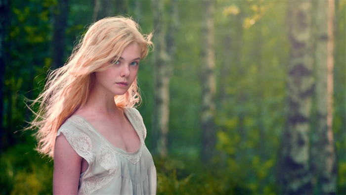 Elle Fanning in a forest 4K