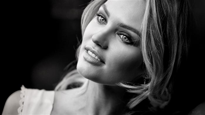 Candice Swanepoel Monochrome Portrait 4K