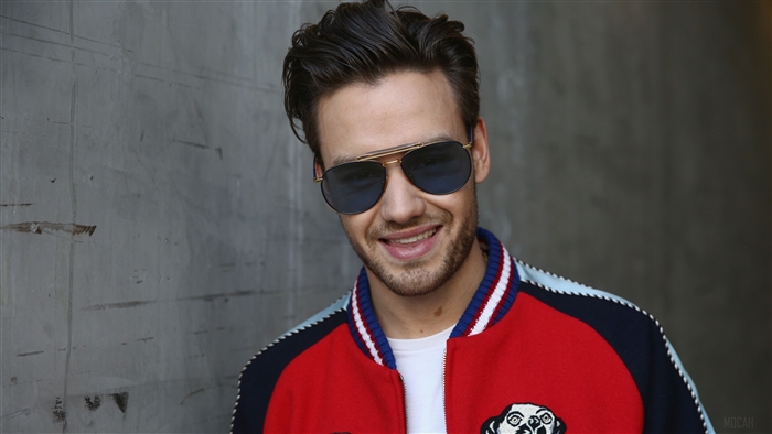 Liam Payne wearing sunglasses and a bomber jacket