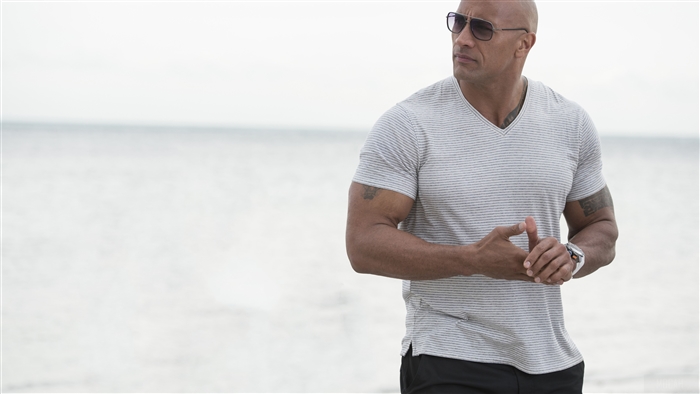 Dwayne Johnson on a beach 4k
